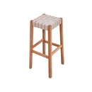 Banqueta Alta de Madera – Color Stain Castaño – Asiento en Cinta Beige